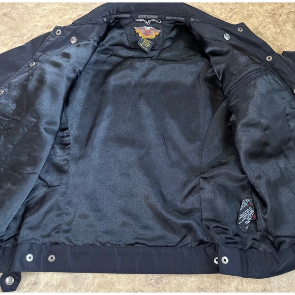 Harley-Davidson Womens Black Embroidered Logo Trucker Jacket Medium Cotton Blend - Picture 9 of 10